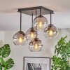 Koyoto ceiling light, globe light clear, Smoke-coloured, 5-light sources