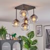 Koyoto ceiling light, globe light clear, Smoke-coloured, 5-light sources