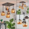Koyoto ceiling light, globe light Amber, chrome, Smoke-coloured, 5-light sources