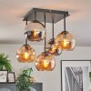 Koyoto ceiling light, globe light Amber, chrome, Smoke-coloured, 5-light sources