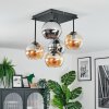 Koyoto ceiling light, globe light Amber, chrome, Smoke-coloured, 5-light sources