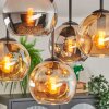 Koyoto ceiling light, globe light Amber, chrome, Smoke-coloured, 5-light sources