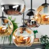 Koyoto ceiling light, globe light Amber, chrome, Smoke-coloured, 5-light sources