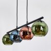 Koyoto hanging light, globe light, pendant light blue, green, coppery, 4-light sources