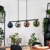 Gastor hanging light, globe light, pendant light blue, chrome, green, coppery, Smoke-coloured, 4-light sources