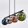Gastor hanging light, globe light, pendant light blue, chrome, green, coppery, Smoke-coloured, 4-light sources