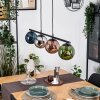 Gastor hanging light, globe light, pendant light blue, chrome, green, coppery, Smoke-coloured, 4-light sources