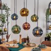 Ripoll hanging light, globe light, pendant light blue, gold, green, coppery, 6-light sources