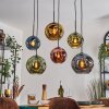 Ripoll hanging light, globe light, pendant light blue, gold, green, coppery, 6-light sources