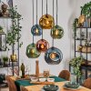 Ripoll hanging light, globe light, pendant light blue, gold, green, coppery, 6-light sources