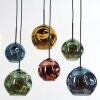 Ripoll hanging light, globe light, pendant light blue, gold, green, coppery, 6-light sources