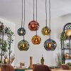 Ripoll hanging light, globe light, pendant light blue, gold, green, coppery, 6-light sources