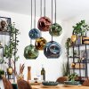 Ripoll hanging light, globe light, pendant light blue, gold, green, coppery, 6-light sources