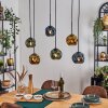 Ripoll hanging light, globe light, pendant light blue, green, coppery, 6-light sources