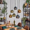 Ripoll hanging light, globe light, pendant light blue, green, coppery, 6-light sources