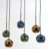 Ripoll hanging light, globe light, pendant light blue, green, coppery, 6-light sources