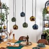 Ripoll hanging light, globe light, pendant light blue, green, coppery, 6-light sources