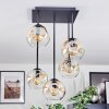Ripoll ceiling light, globe light Amber, clear, 5-light sources