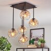 Ripoll ceiling light, globe light Amber, clear, 5-light sources