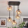 Ripoll ceiling light, globe light Amber, clear, 5-light sources