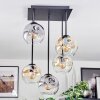 Ripoll ceiling light, globe light Amber, clear, Smoke-coloured, 5-light sources