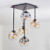 Ripoll ceiling light, globe light Amber, clear, Smoke-coloured, 5-light sources