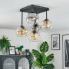 Ripoll ceiling light, globe light Amber, clear, Smoke-coloured, 5-light sources