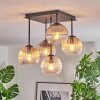 Koyoto ceiling light, globe light Amber, clear, Smoke-coloured, 5-light sources