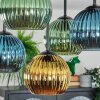 Koyoto ceiling light, globe light blue, gold, green, 5-light sources