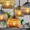 Koyoto ceiling light, globe light blue, gold, green, 5-light sources