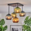 Koyoto ceiling light, globe light blue, gold, green, 5-light sources