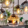Koyoto ceiling light, globe light blue, gold, green, clear, 5-light sources