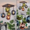 Gastor ceiling light, globe light blue, green, coppery, 5-light sources