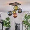 Gastor ceiling light, globe light blue, green, coppery, 5-light sources