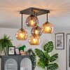 Koyoto ceiling light, globe light 37 cm Amber, Smoke-coloured, 5-light sources