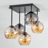 Koyoto ceiling light, globe light 37 cm Amber, Smoke-coloured, 5-light sources