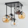 Ripoll ceiling light, globe light Amber, clear, Smoke-coloured, 5-light sources