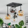 Ripoll ceiling light, globe light Amber, clear, Smoke-coloured, 5-light sources