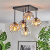 Ripoll ceiling light, globe light Amber, clear, Smoke-coloured, 5-light sources