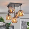 Ripoll ceiling light, globe light Amber, Smoke-coloured, 5-light sources