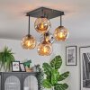 Ripoll ceiling light, globe light Amber, Smoke-coloured, 5-light sources