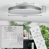 Salmi ceiling light, Panel LED grey, silver, 1-light source, Remote control