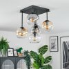 Koyoto ceiling light, globe light Amber, chrome, clear, Smoke-coloured, 5-light sources