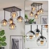Koyoto ceiling light, globe light chrome, clear, Smoke-coloured, 5-light sources