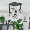 Koyoto ceiling light, globe light chrome, clear, Smoke-coloured, 5-light sources