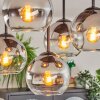 Koyoto ceiling light, globe light chrome, clear, Smoke-coloured, 5-light sources
