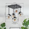 Koyoto ceiling light, globe light chrome, clear, Smoke-coloured, 5-light sources