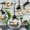 Koyoto ceiling light, globe light chrome, clear, Smoke-coloured, 5-light sources