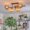 Ripoll ceiling light, globe light Amber, 5-light sources