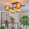 Ripoll ceiling light, globe light Amber, 5-light sources